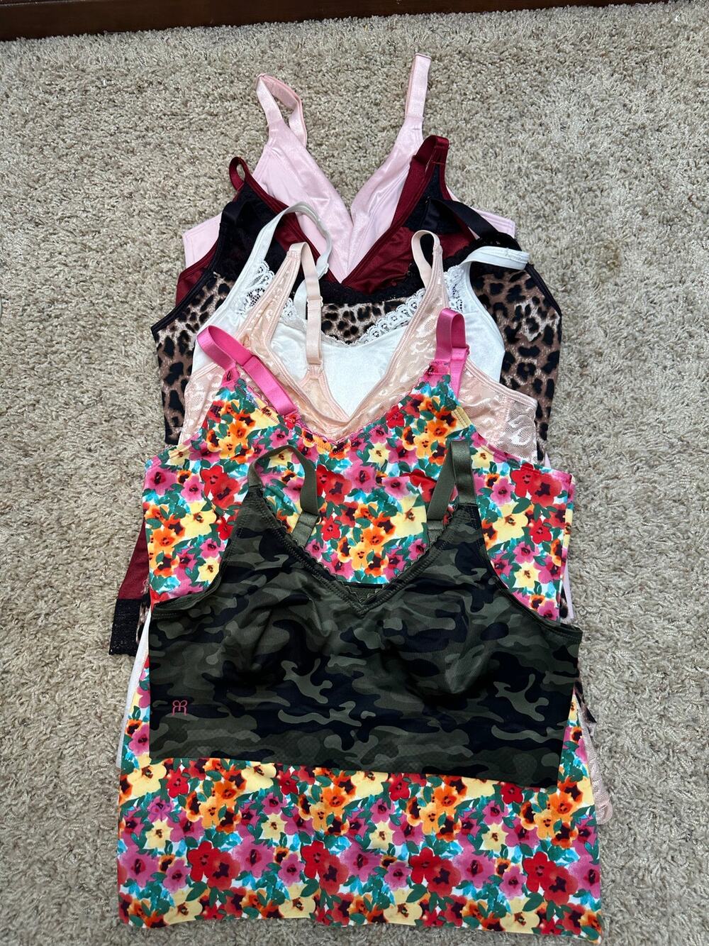 Ruby Ribbon Lot of 7 Assorted Camis Bralette Various Colors 34